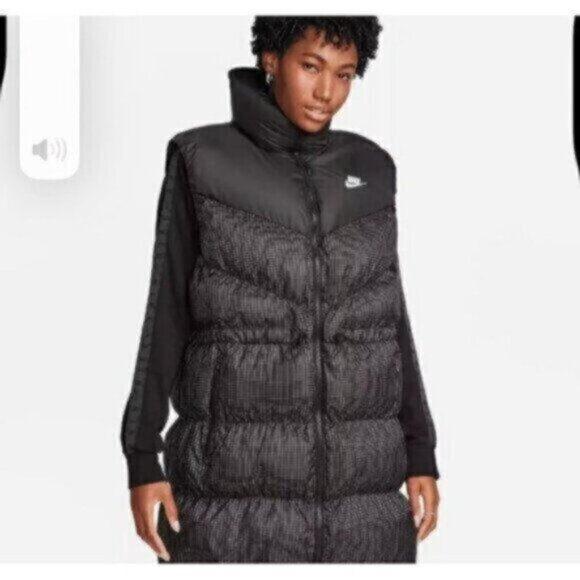 NEW Nike women's medium black/white puffer long Therma Fit vest MSRP $200 - Picture 10 of 12